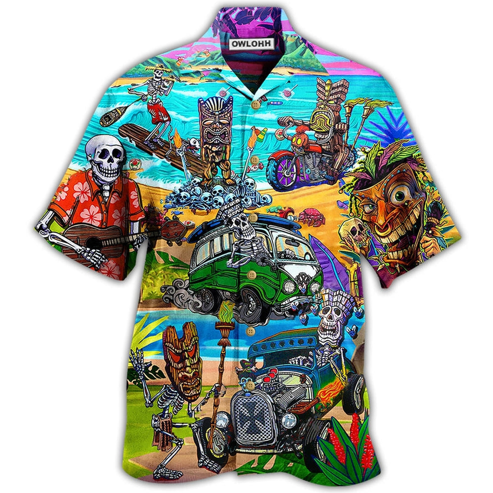 Tiki And Skull Blue Sea Hawaii Shirt Ha4750