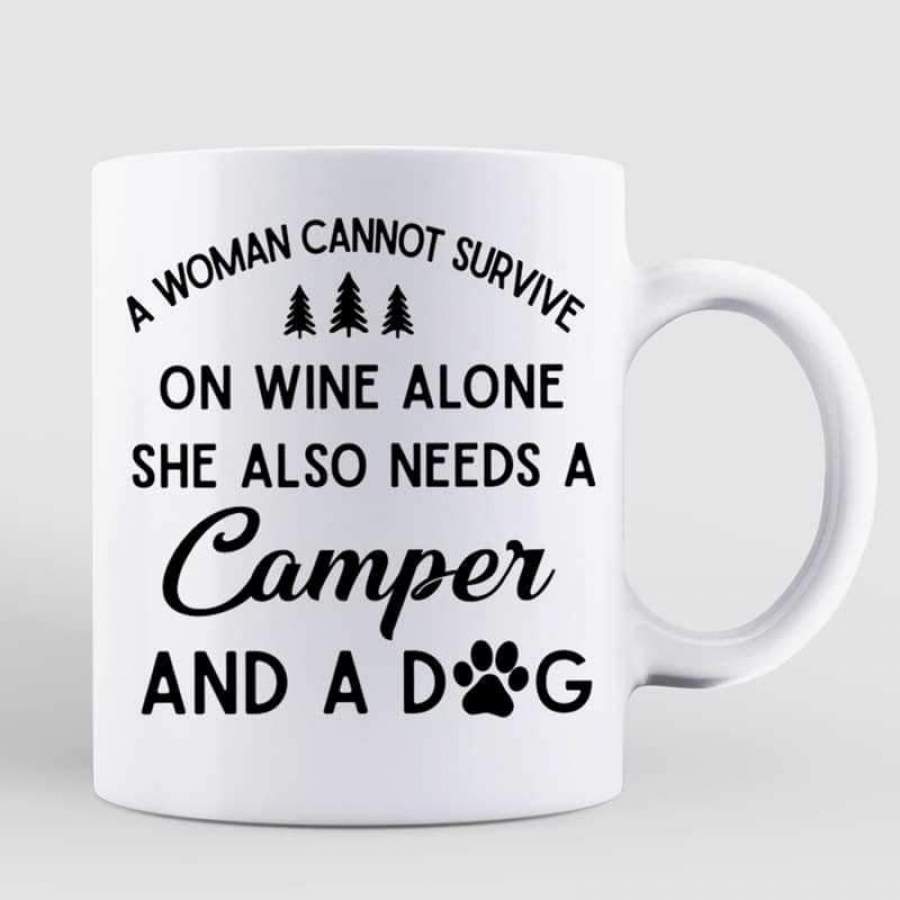 Camping Wine And Dog Personalized AOP Mug