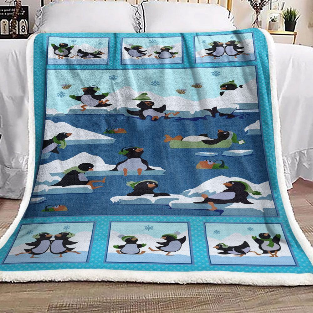 Penguin Christmas Hn1010230F Sherpa Fleece Blanket