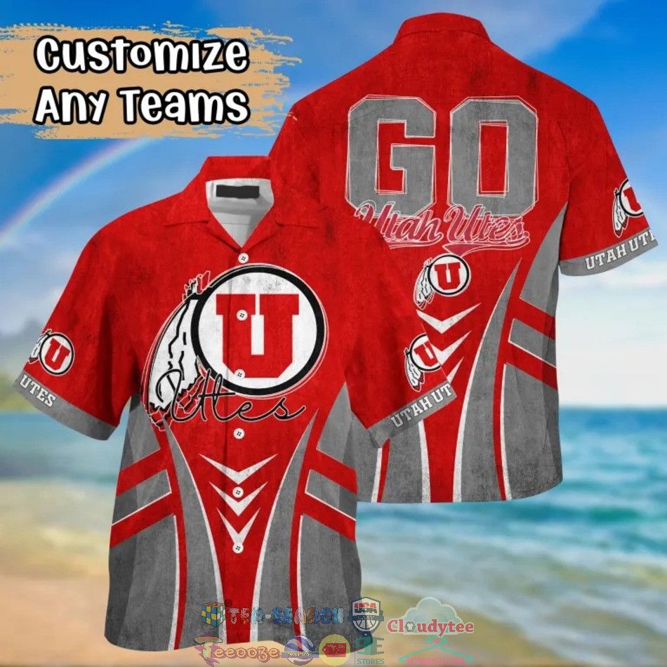 NCCA Utah Utes Grey Go Red Trendy Hawaiian Shirt Aloha Shirt