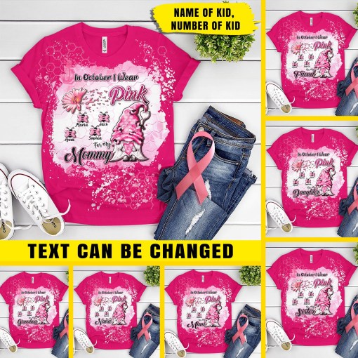 Personalized In October I Wear Pink For My Mommy Breast Cancer Awareness-3D Shirt