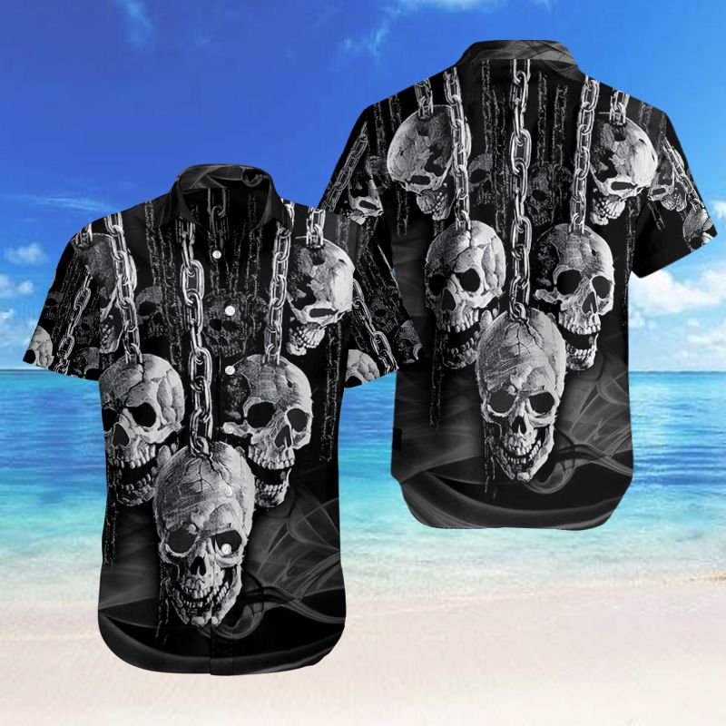 Skull Hanging On Chain Hawaiian Shirts 08501 Ha12110