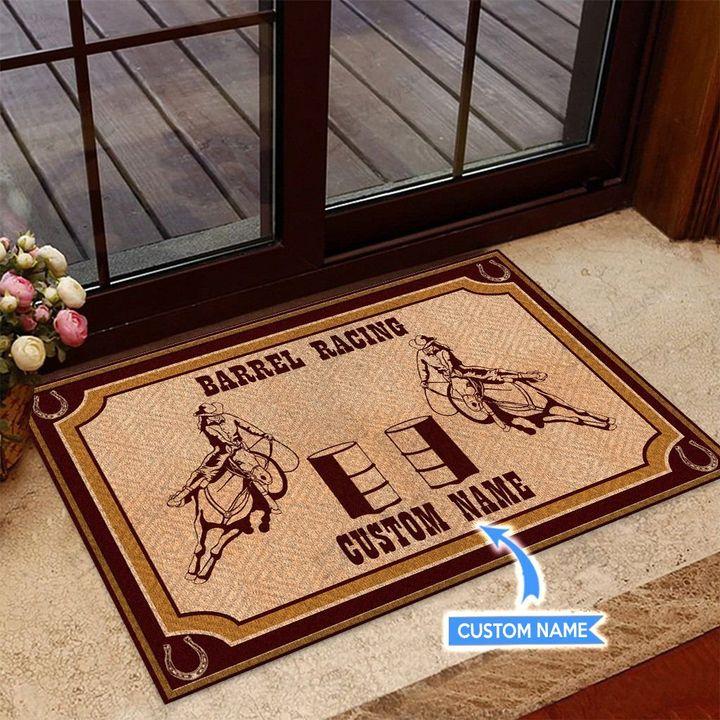 Barrel Racing Horseshoes Pattern Custom Doormat