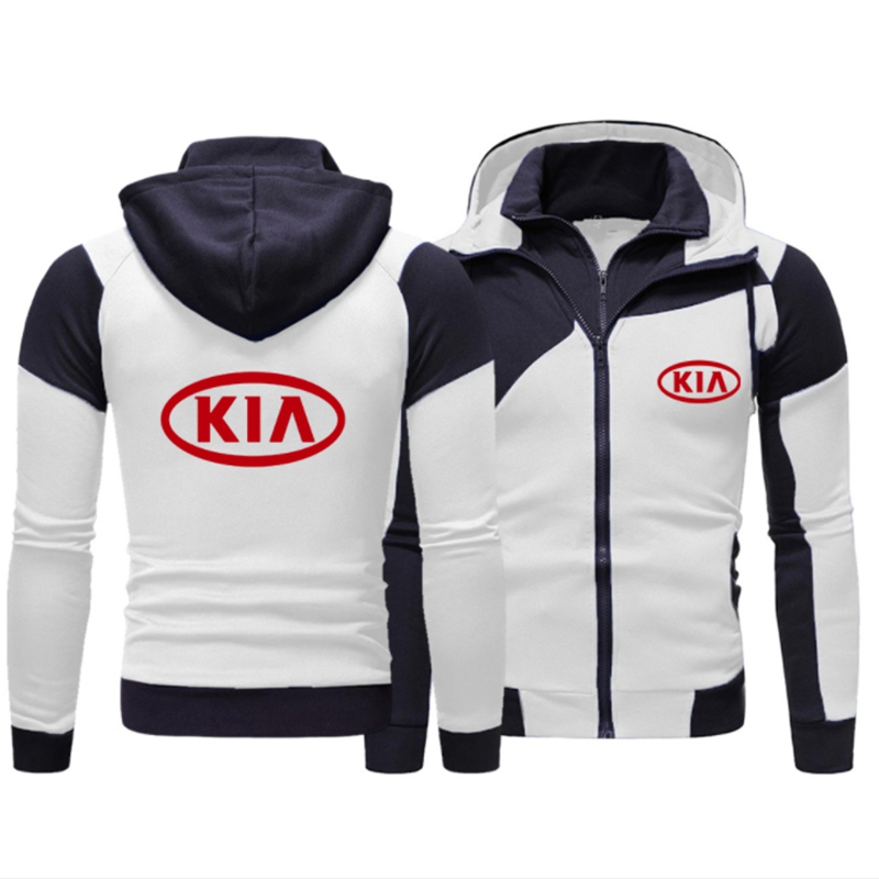 2022 NEW Spring Autumn Fashion Long Sleeve Cardigan Double Zipper Jacket for KIA Zipper Hoodie Men Pullover Sweatshirts alx