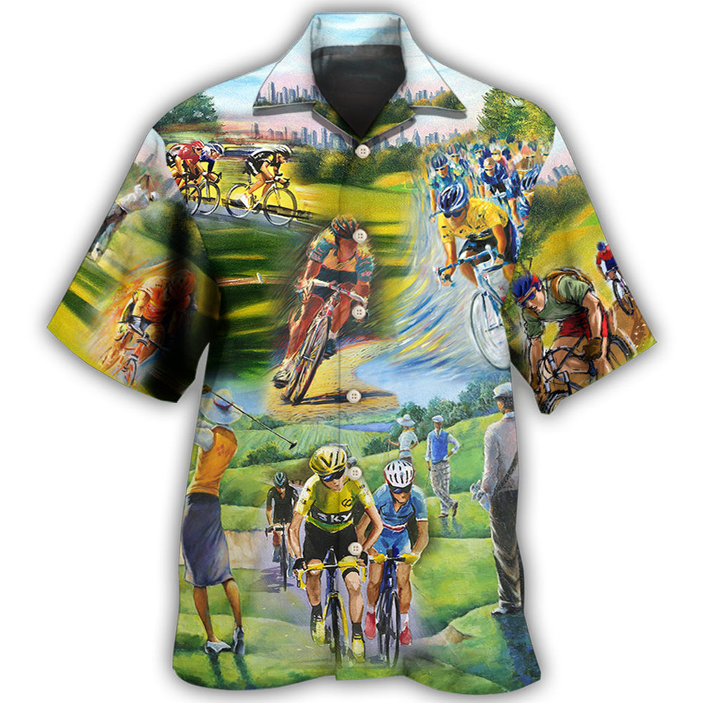 Cycling And Golf Lover Abstract Painting Hawaii Shirt Ha64296