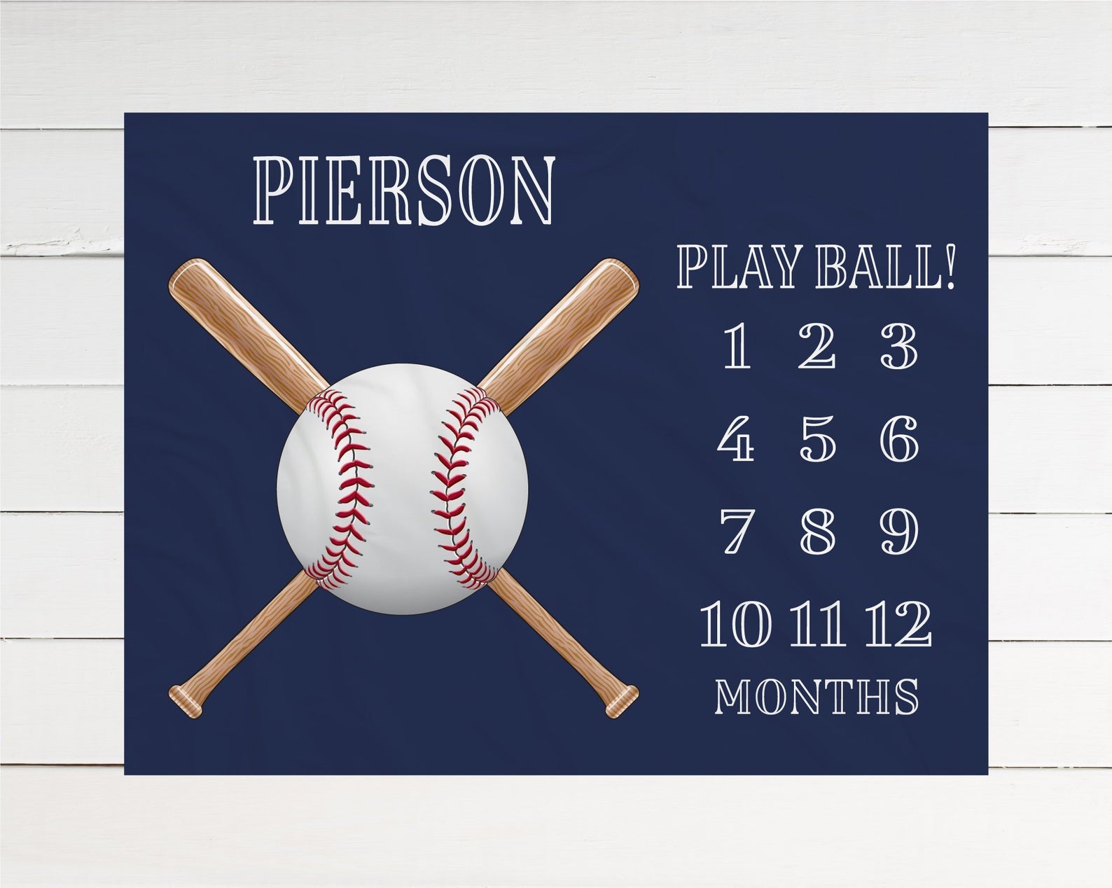 Baseball Milestone Blanket, Monthly Growth Tracker Soft Fleece Blanket, Baby Shower Gift, Newborn Gift Blanket, Watch Me Grow Baby Boy