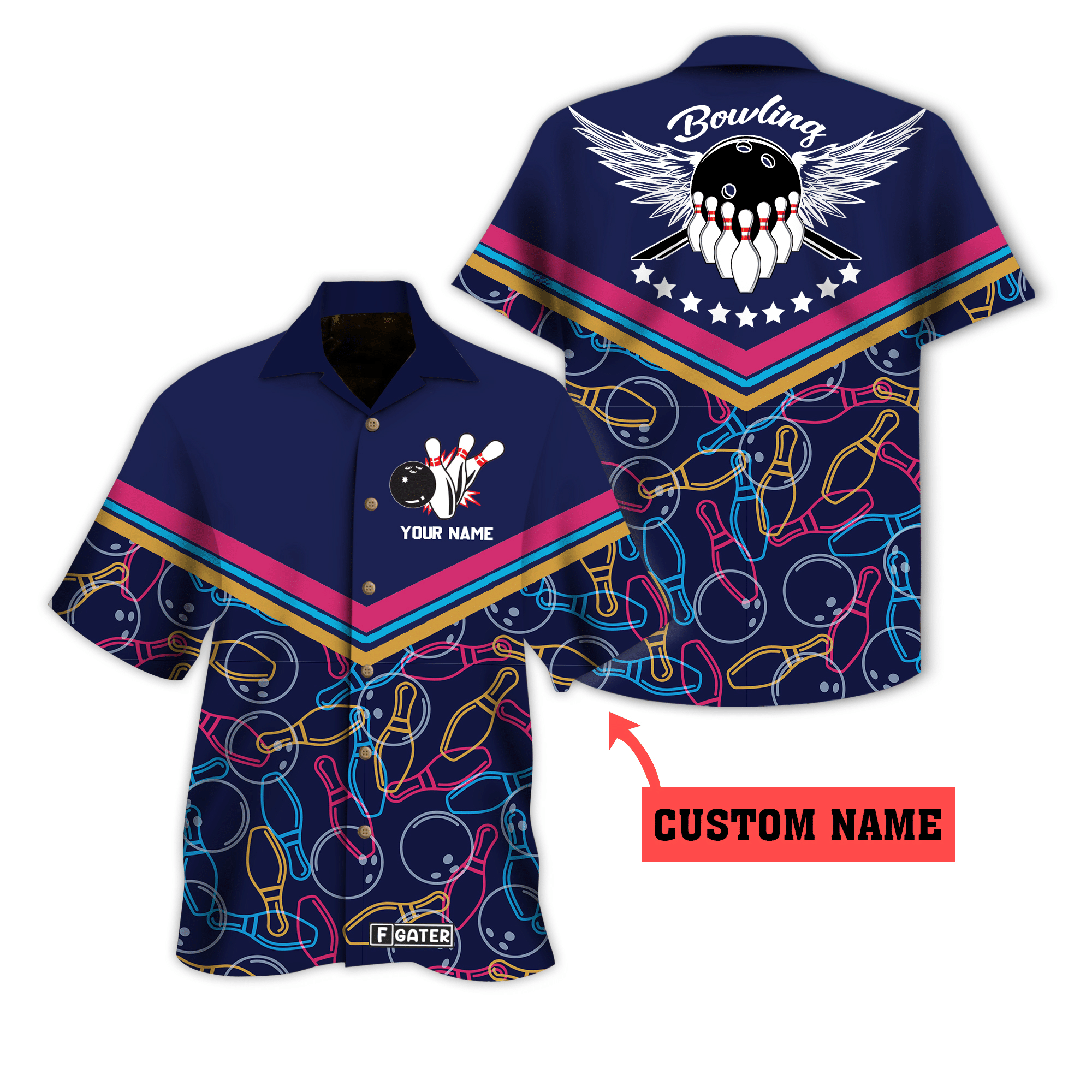 Unique Bowling Shirts – Personalized Bowling Pattern Custom Hawaiian Shirt – Re Summer Hawaiian For Men, Women, Couple