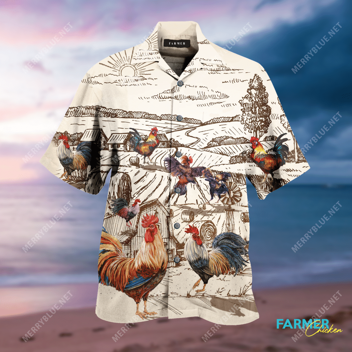 Get Now Awesome Farmer Roosters Unisex Hawaii Shirt Ha106725