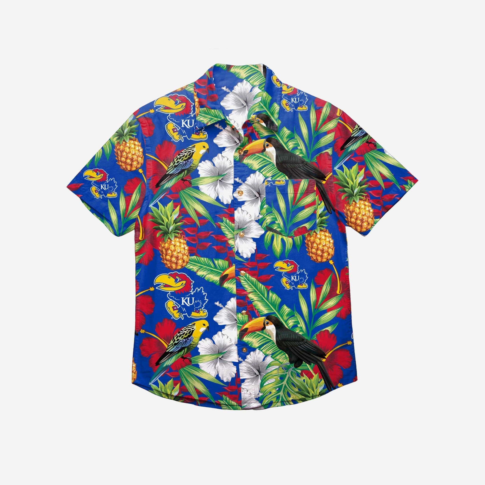 Kansas Jayhawks Floral Button Up Hawaii Shirt Ha62360