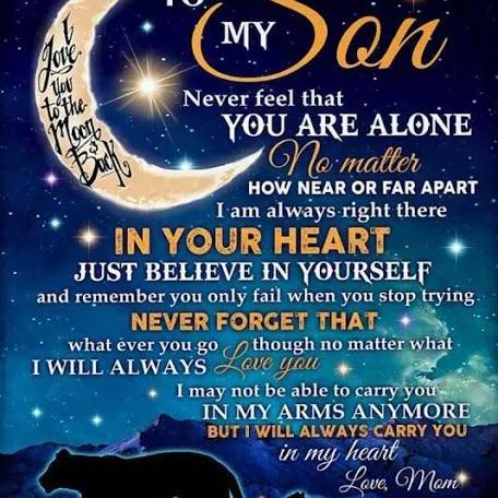 To My Son Never Feel That You Are Alone Mom Lions Star Night Premium F Fleece Blanket, Blanket Sofa Bed, 3D Blanket