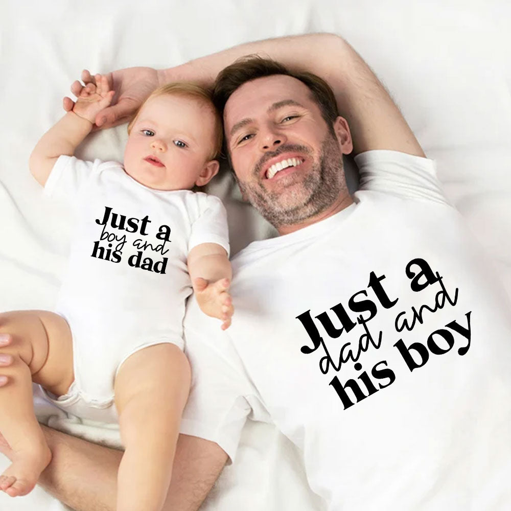 Personalized Dad And Son Matching Outfit Just A Dad And His Boy Shirt Baby Onesie Gift For New Dad