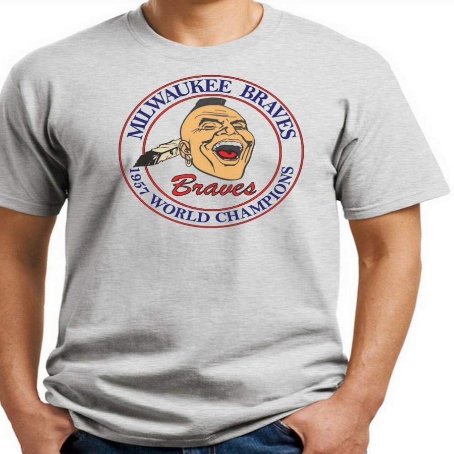 YPS Milwaukee Braves 1957 World Series T-shirt. Vintage logo Heavy Cotton S-3X