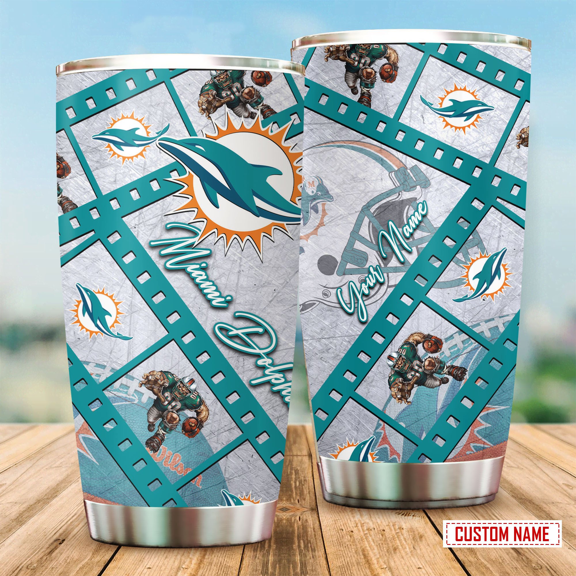 Miami Dolphins Custom Name Tumbler Bg349