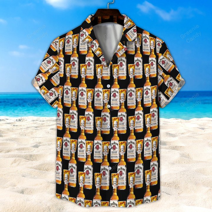 Jim Beam Bottle Seamless Pattern Hawaii Shirt Ha101325