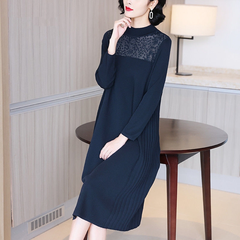 Autumn Winter Knitted Cotton Thick Warm Midi Dress Women Korean Vintage Casual Sweaters 2022 New Elegant Bodycon Coat Sweaters alx