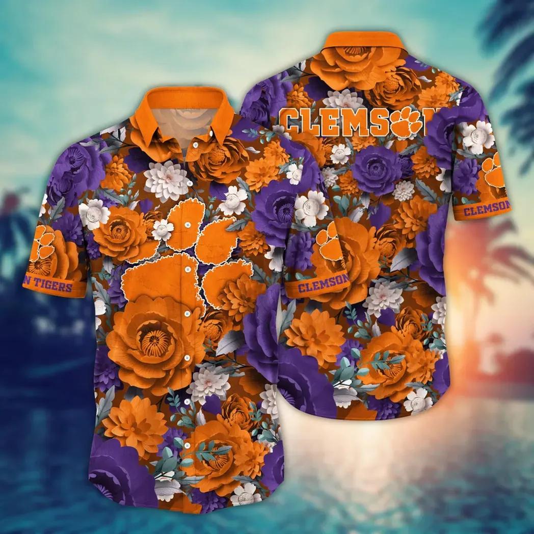 Clemson Tigers Ncaa Flower Aloha Hawaiian Shirt 4, Ncaa Hawaiian Shirt