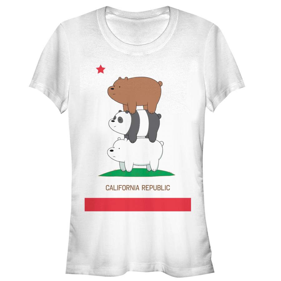 We Bare Bears Junior’s California Republic Bear Stack  T Shirt