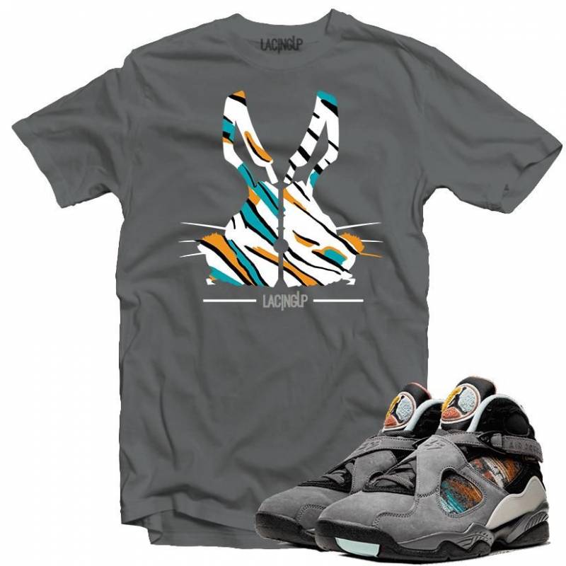 Jordan 8 N7 Bunny ears dark grey tee-Lacing Up