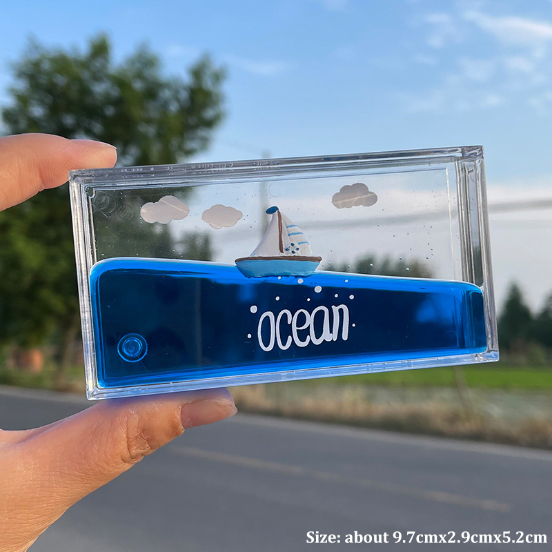 Cruise Ship Fluid Liquid Drift Bottle Hourglass Desktop Decoration Creative Cruise Office Table Decoration Home Decor Toy Gifts Alx