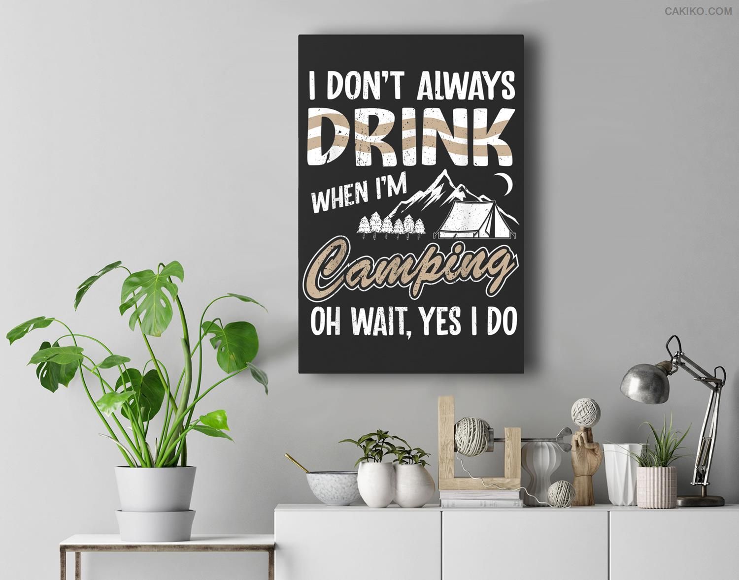 Camping Camper Alcohol Beer Wine Lovers Gift Premium  Canvas