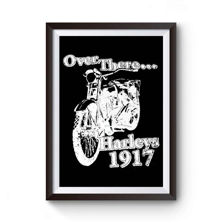 Vintage Motorcycle Harley World War 1 Over There Harleys 1917 Graphic History Buff Army Messenger Poster