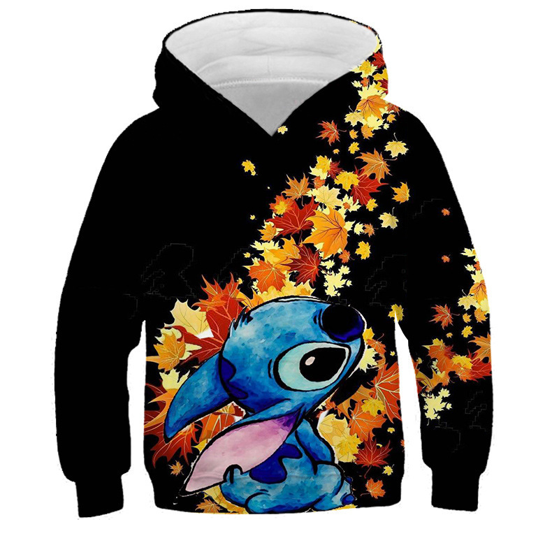 Children Boys Girls Disney Stitch 3D Autumn Fashion Long Sleeve Printed Disney Stitch Hoodie Cool Tops Boy Girl Kids Clothing alx