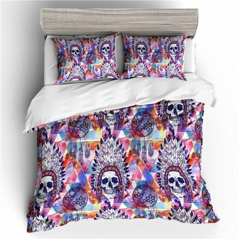 Dream Catcher Feather Candy Skull 3D Printed Bedding Set Soft Lightweight Microfiber Comforter