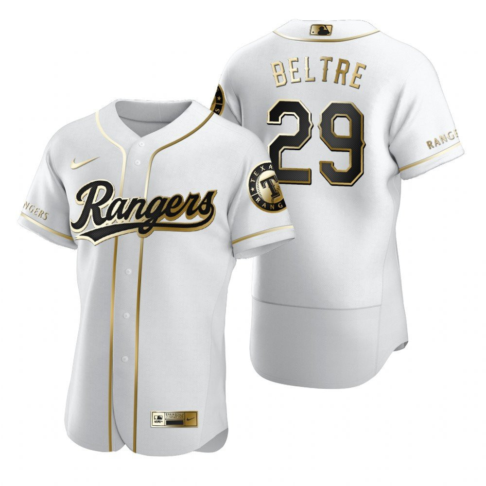 Texas Rangers #29 Adrian Beltre MLB Golden Brandedition White Jersey Gift For Rangers Fans