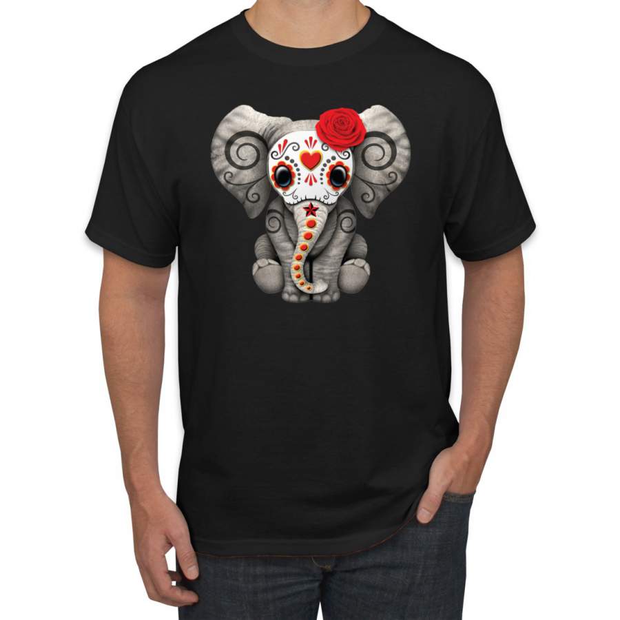 Funny Cute Elephant Skull Mask Roses Carnival Pop Culture Graphic T-Shirt