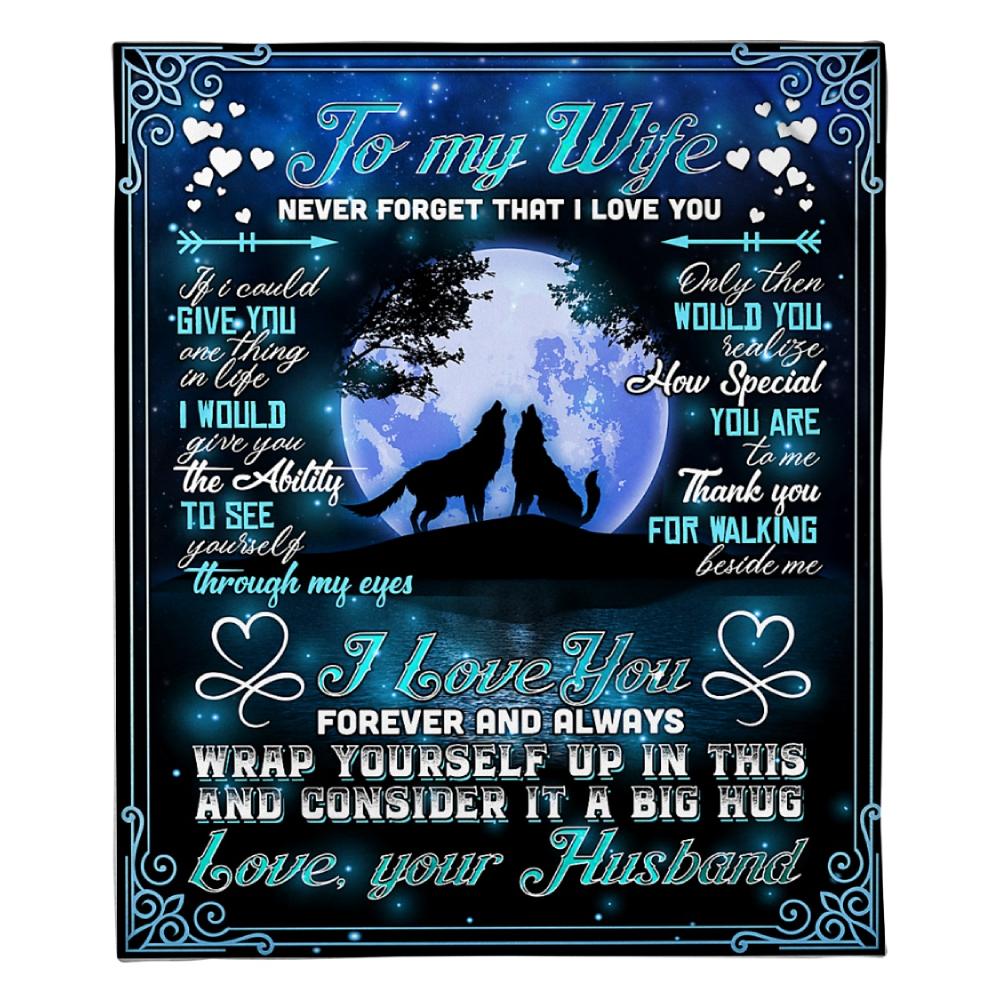 To My Wife How Special You Are Wolf Moon Night Fleece Blanket Family Gift Home Decor Bedding Couch Sofa Soft And Comfy Cozy