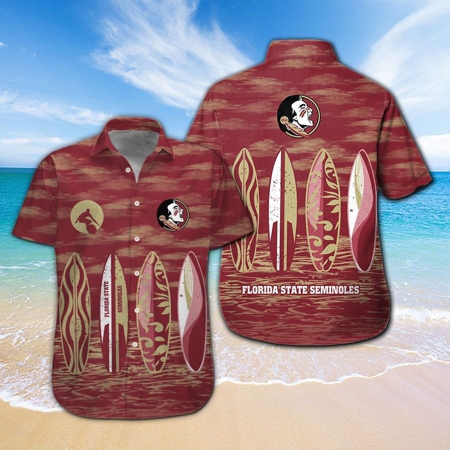 Florida State Seminoles Short Sleeve Button Up Tropical Hawaiian Shirt Ver018