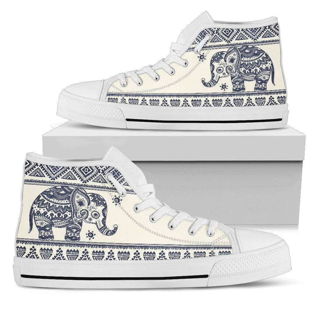 Baby Elephant Aztec Men High Top Canvas Shoes