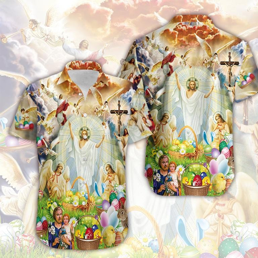 Jesus Happy Easter Print Art Hawaii Shirt Ha25141