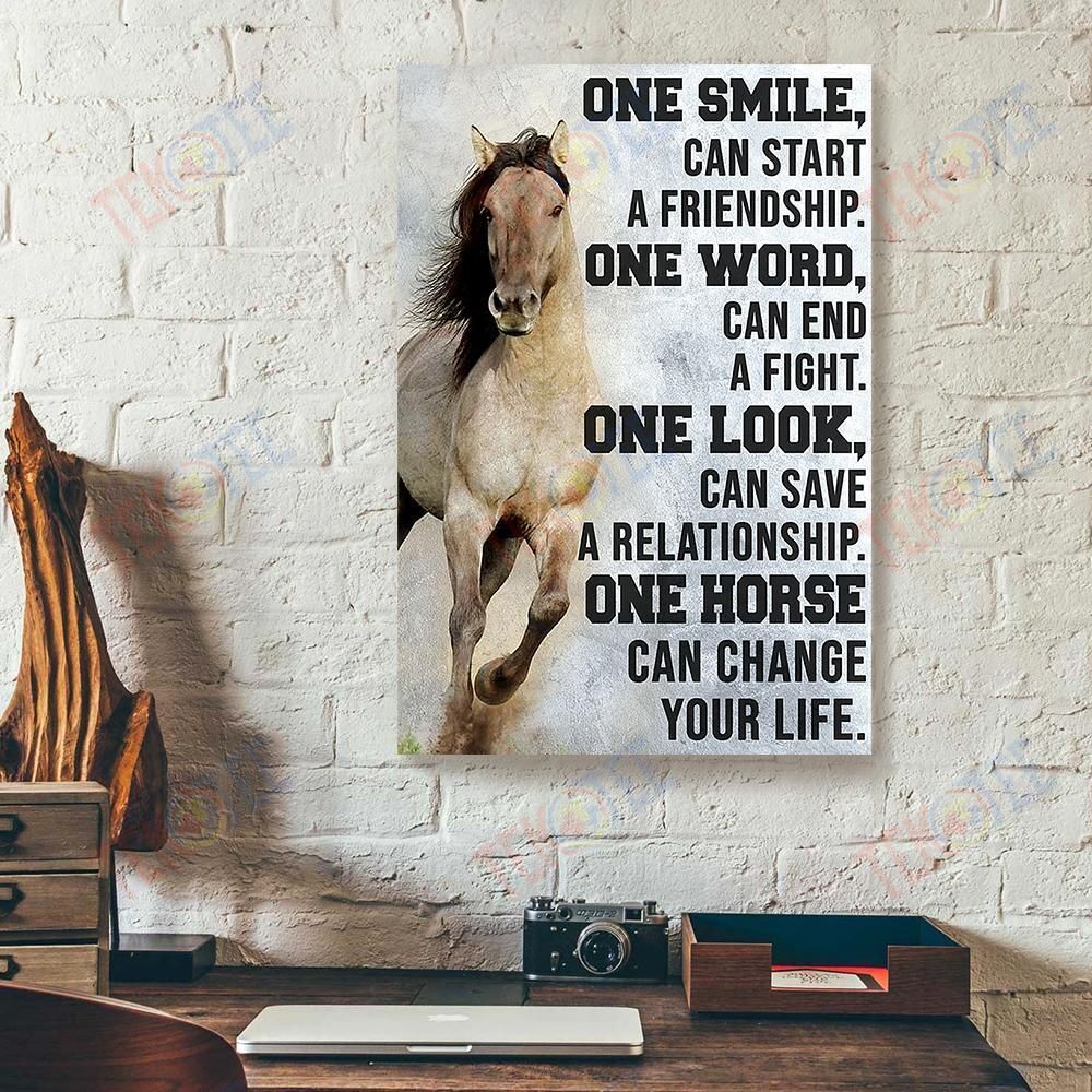 Canvas Art Prints One Smile Can Start A Friendship Horse Verticalcanvas Wall Art Pretty Wall Art Home Decoration