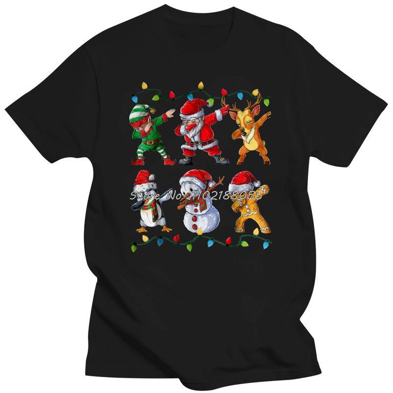 New Men Funny T Shirt Fashion Tshirt Dabbing Elf Santa Reindeer Penguin Snowman Gingerbread Man Christmas Sweater Women tshirt alx