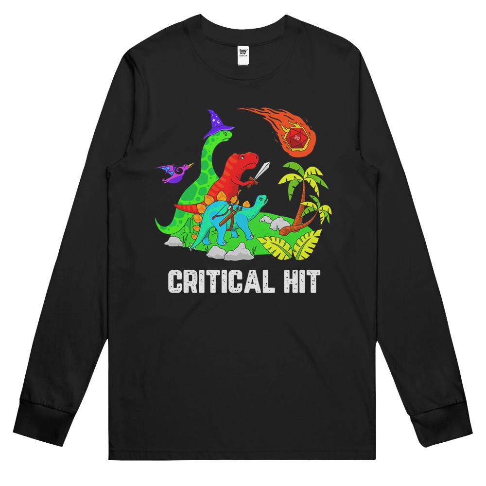 Double Damage Critical Long Sleeve T Shirts, Funny D20 Long Sleeve T Shirts, Rpg Gamer Long Sleeve T Shirts