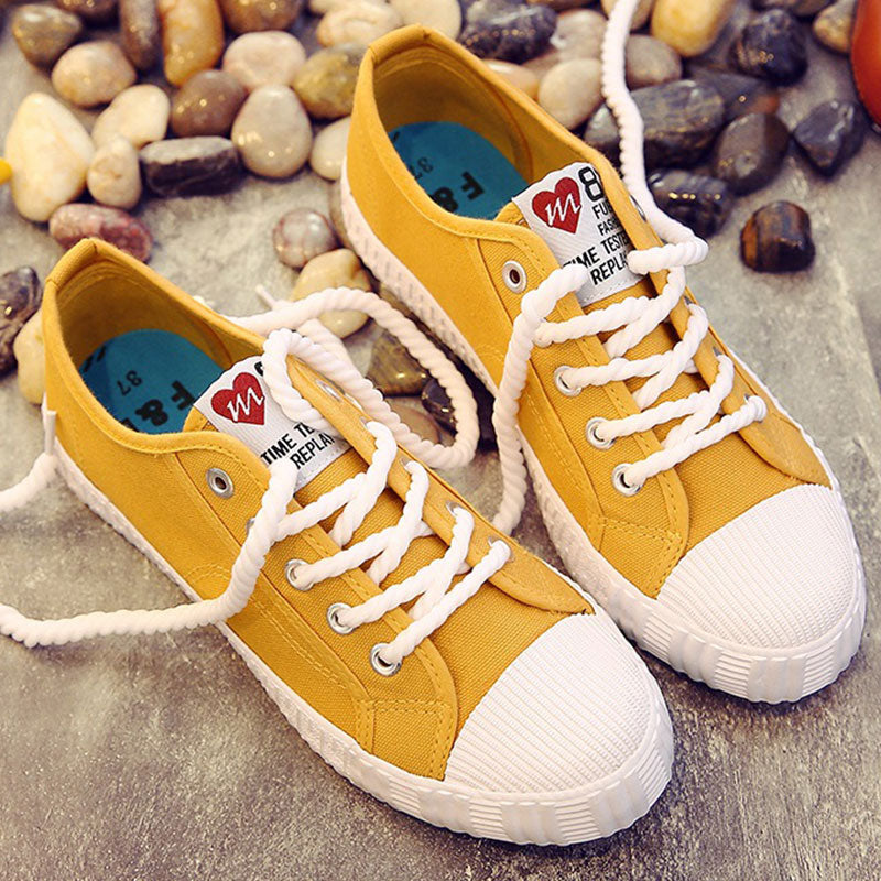 Canvas Shoes Solid Lace-Up Sewing Fashion Shoes 2017 Candy Color Hard Wearing Size 4.5-8.5