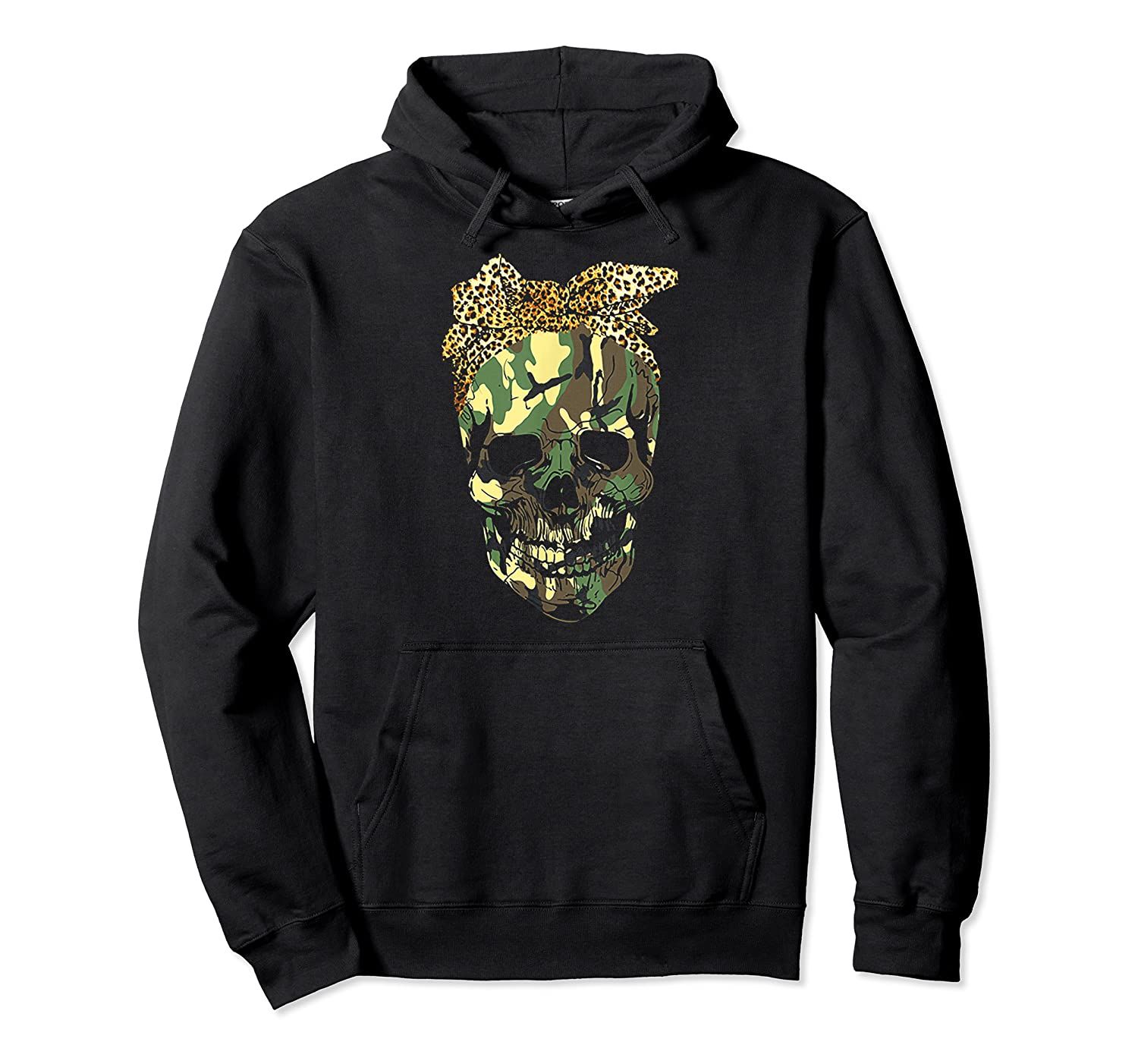 Skull head wearing leopard print scar Pullover Hoodie, T-Shirt, Sweatshirt