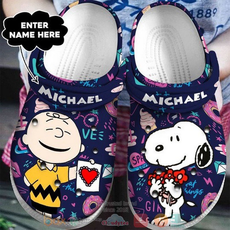 Snoopy And Charlie Brown Custom Name Clogs Clogband Clog Comfortable Water Shoes