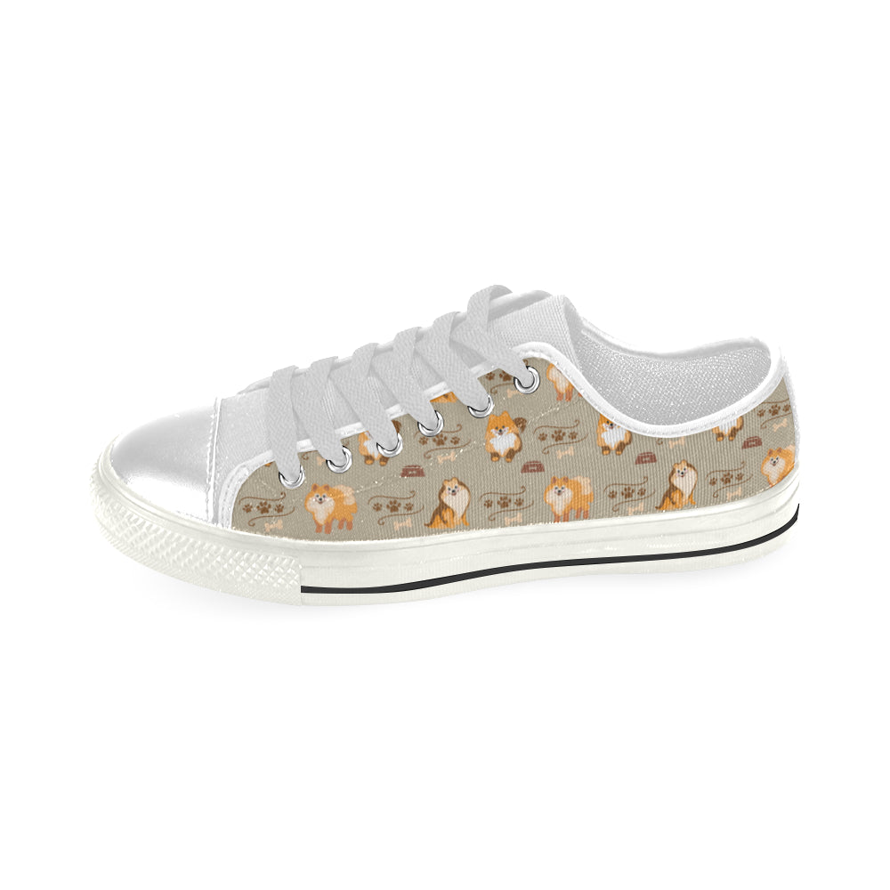 Pomeranian Pattern White Men’s Classic Canvas Shoes