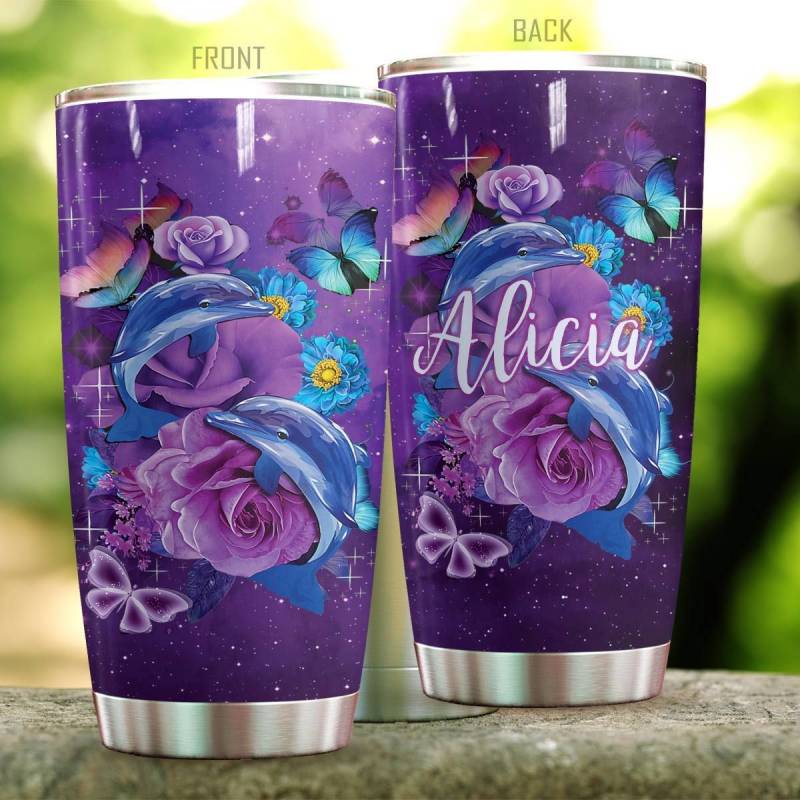 Dolphin Tumbler Personalized Purple FL HO3