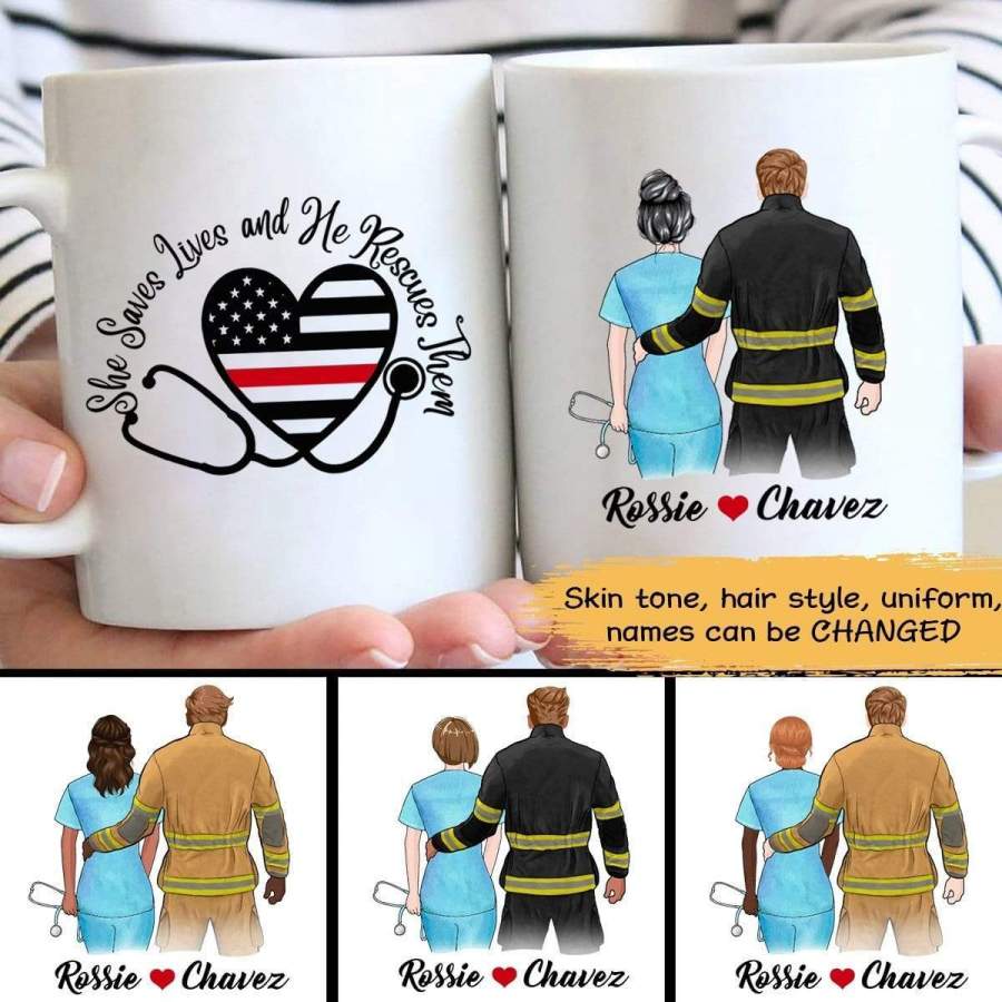 TRL – Firefighter x Nurse Couple Personalized Mug