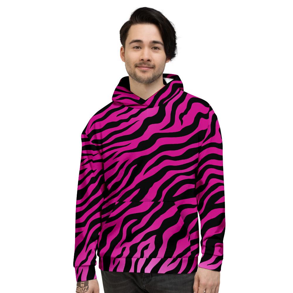 Tiger Stripe Black And Pink Print Men’S Hoodie