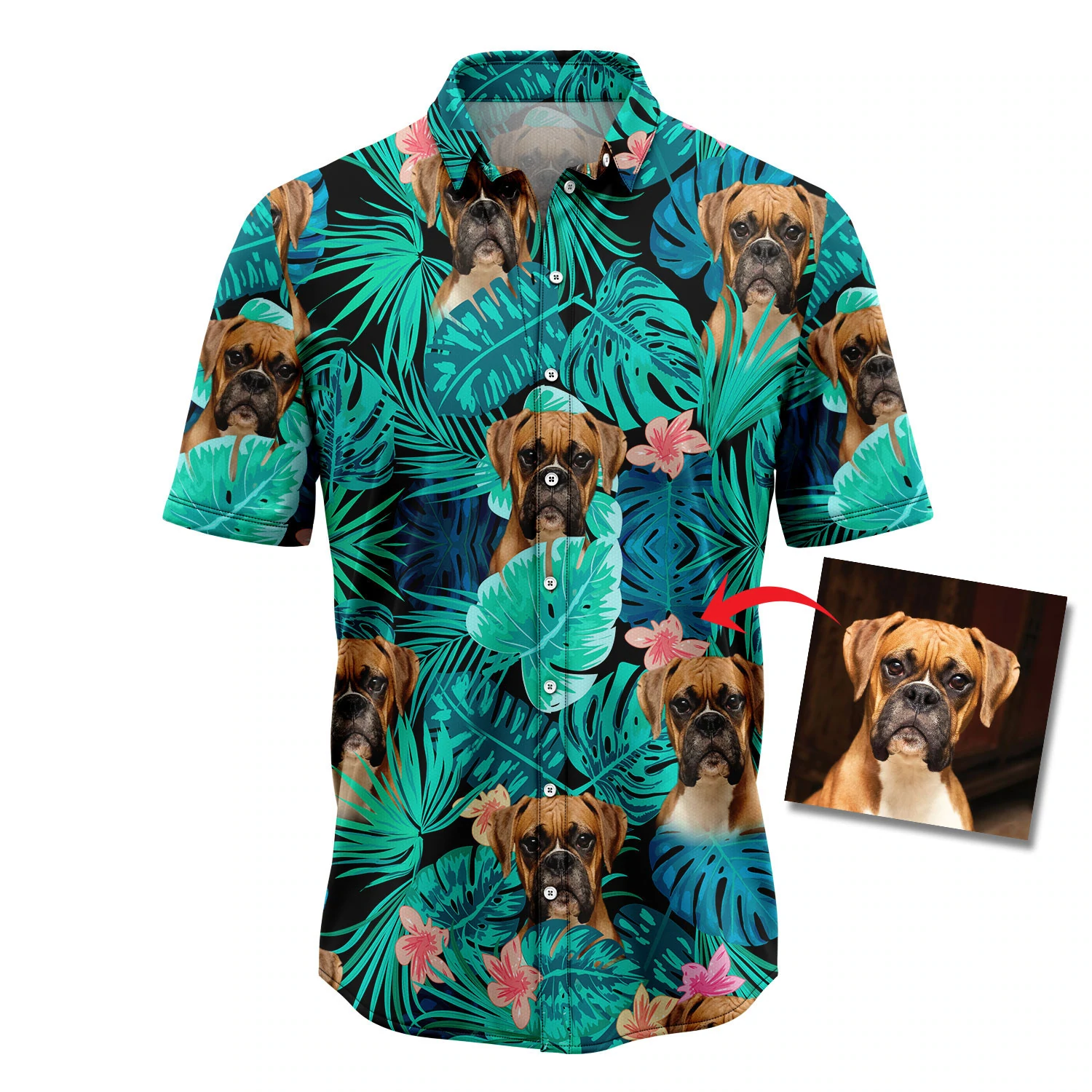 Custom Dog Face Tropical Hawaii Summer Hawaii Shirts For Women Aloha Beach Shirt Ha95295