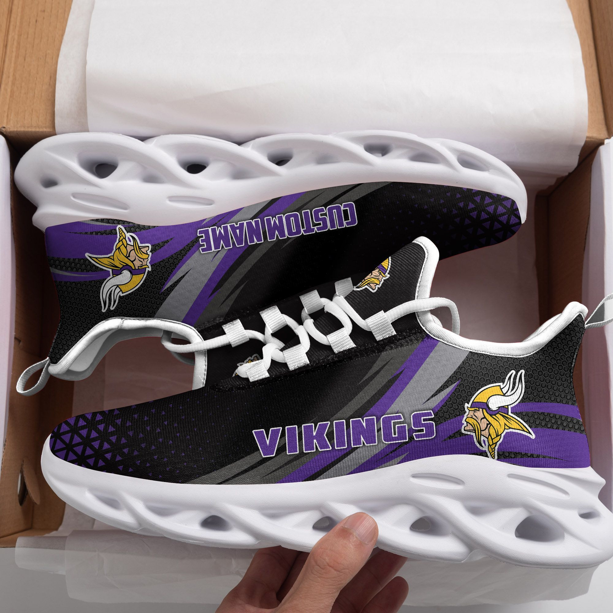 Minnesota Vikings Triangle Custom Personalized Max Soul Sneakers Running Sports Shoes For Men Women Football Fanfootball Fan