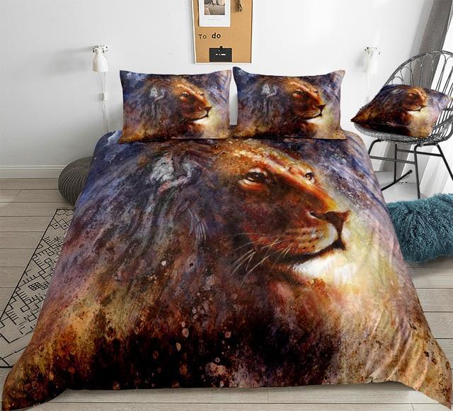 Wild Lion Art 3 Pieces Quilted Comforter Set