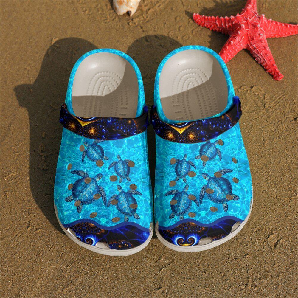 Sea Turtle Personalized Clog, Custom Name, Text, Color, Number Fashion Style For Women, Men, Kid, Print 3D Into The Water