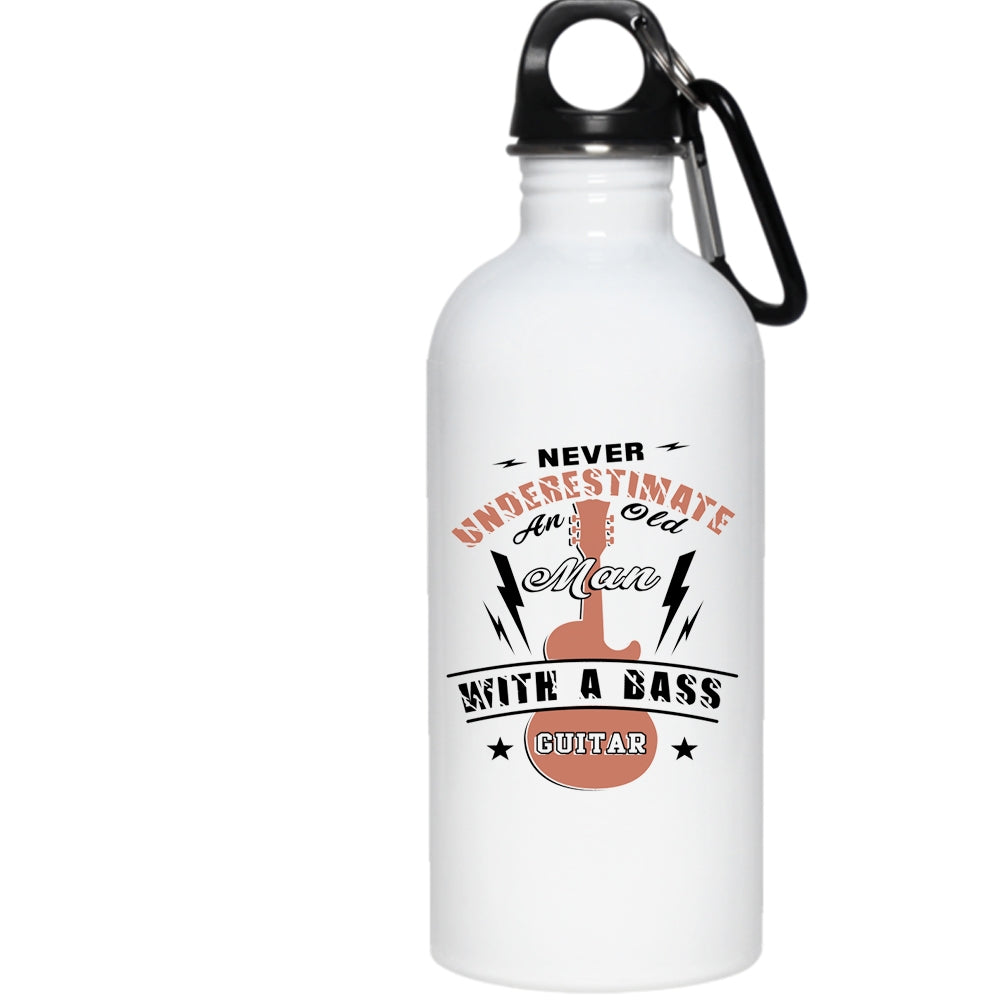 An Old Man With A Bass Guitar 20 oz Stainless Steel Bottle,Awesome Grandpas Outdoor Sports Water Bottle