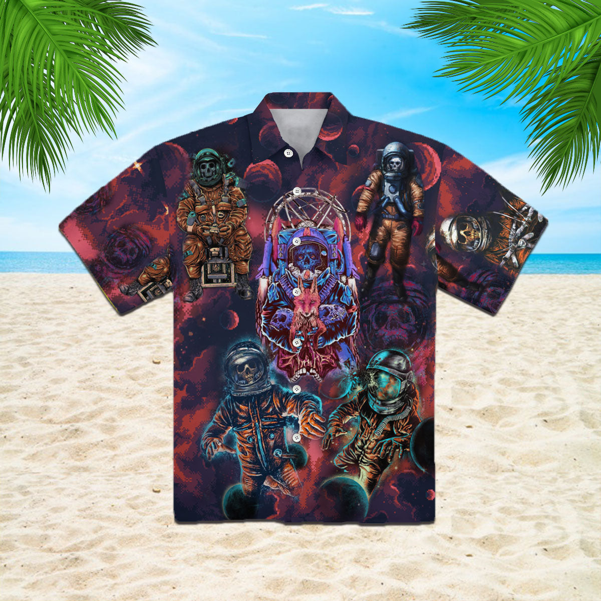 Oragontee Halloween Spacemen Skull Hawaiian Shirt | For Men & Women | Adult | Wt1409