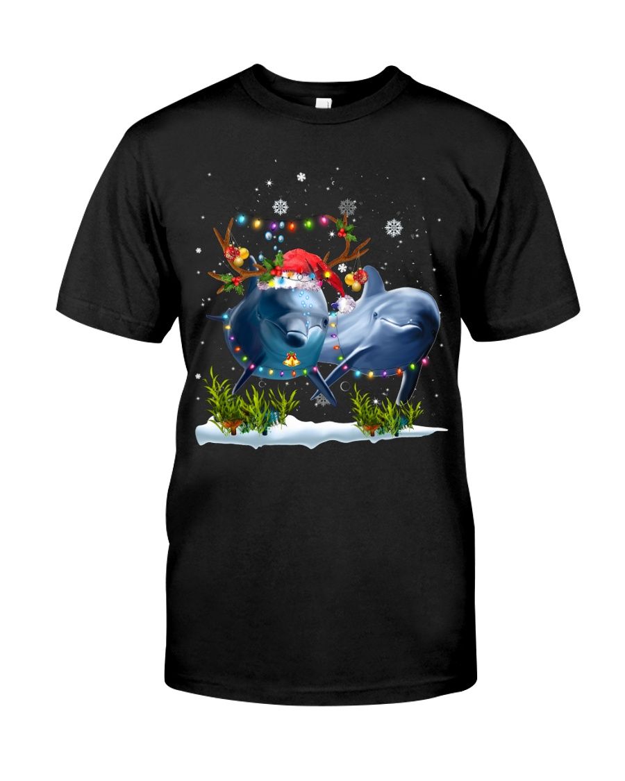 Eddora™ Dolphin Christmas Broom T-shirt 2D – TD477